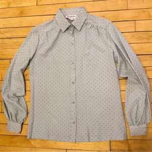 Vintage 70s Silkhana by Lady Manhattan Long Sleeve Polka Dot Blouse Size 12